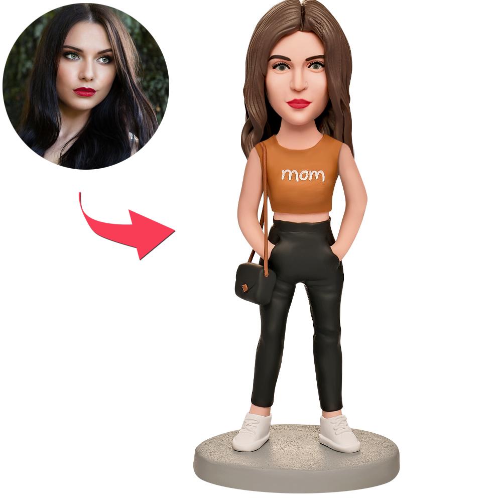 custom bobble head bring joy desk handcrafted desk display family keepsake mom front view