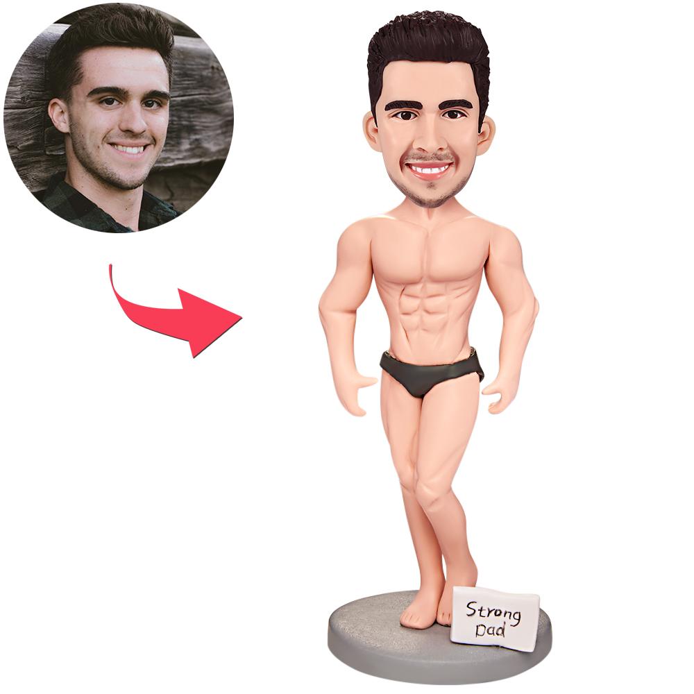 custom bobble head give that nods love figurine family keepsake muscle daddy front view