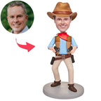 custom bobble head capture moment miniature bobblehead keepsake character west cowboy bobblehead front view