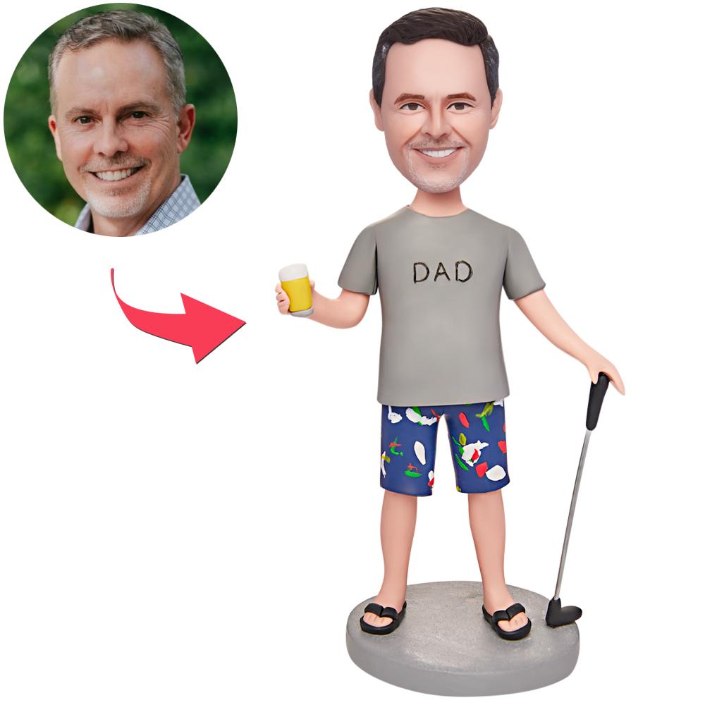 custom bobble head fun tribute someone special figurine family keepsake golf dad front view