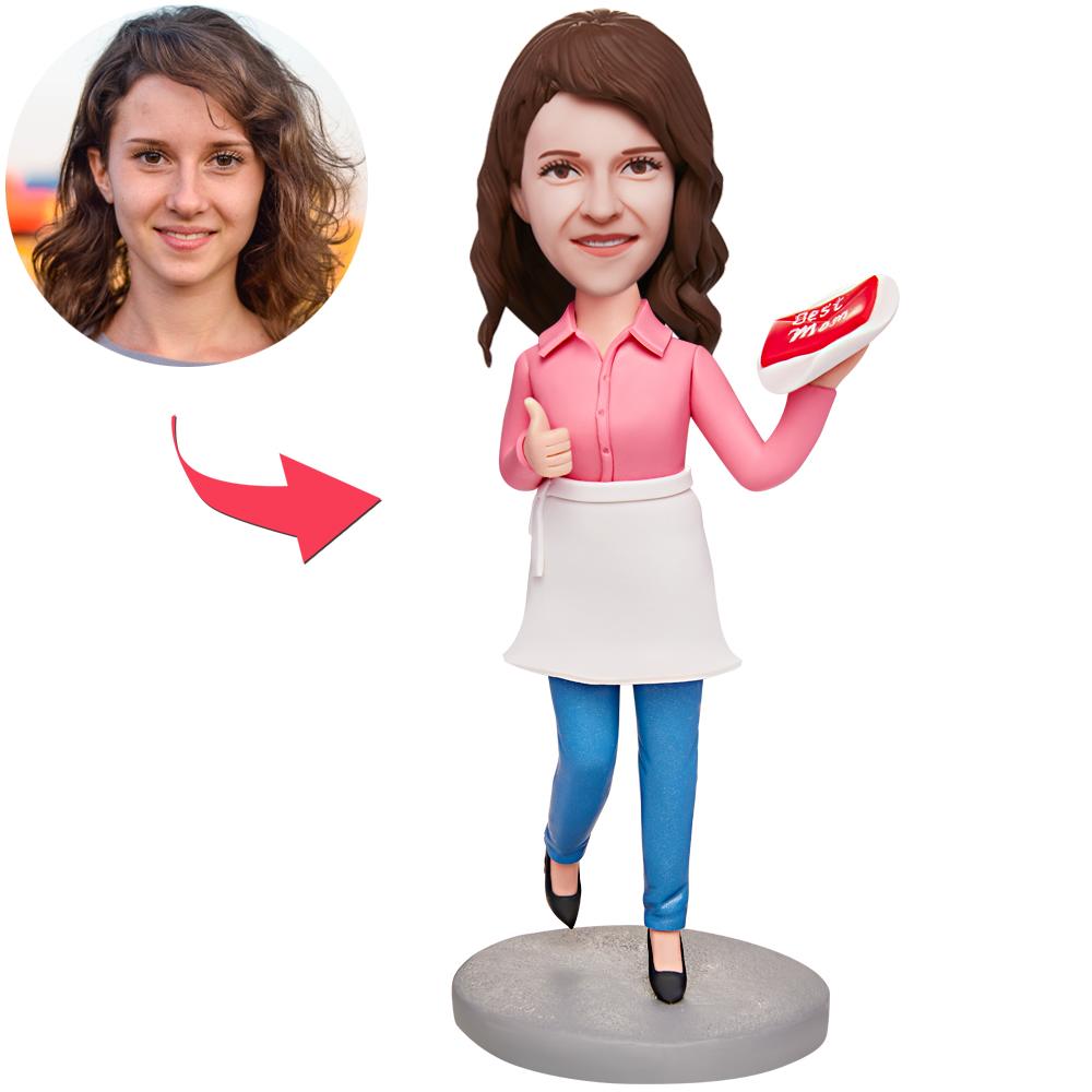 custom bobble head capture moment miniature personalized mini figure chef chef mom front view