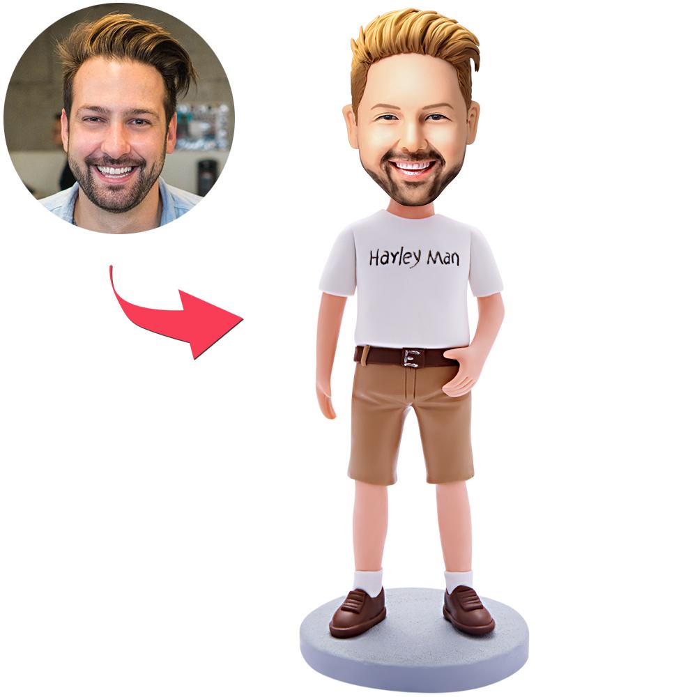 custom bobble head celebrate every smile personalized mini figure character bobblehead harley front view