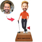 custom bobble head capture moment miniature figurine character best employee trophy base front view