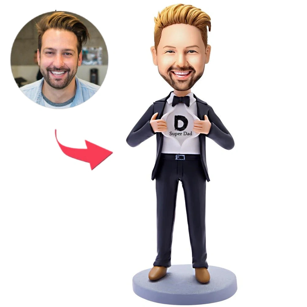 custom bobble head make memories stand tall handcrafted desk display business man front view