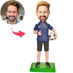 custom bobble head make memories stand tall figurine athlete polo shirt soccer front view