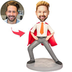 custom bobble head capture moment miniature figurine business man red cape suit front view