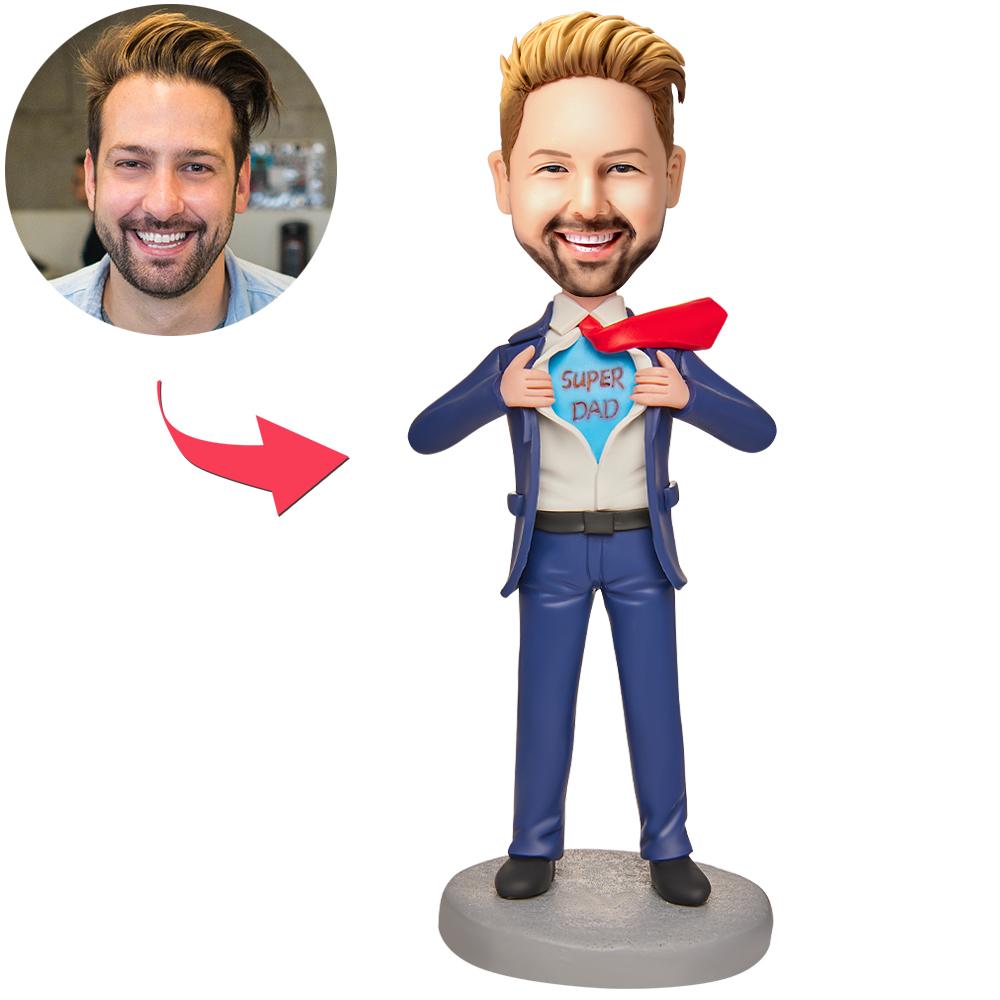custom bobble head bring joy desk bobblehead keepsake business man super dad front view
