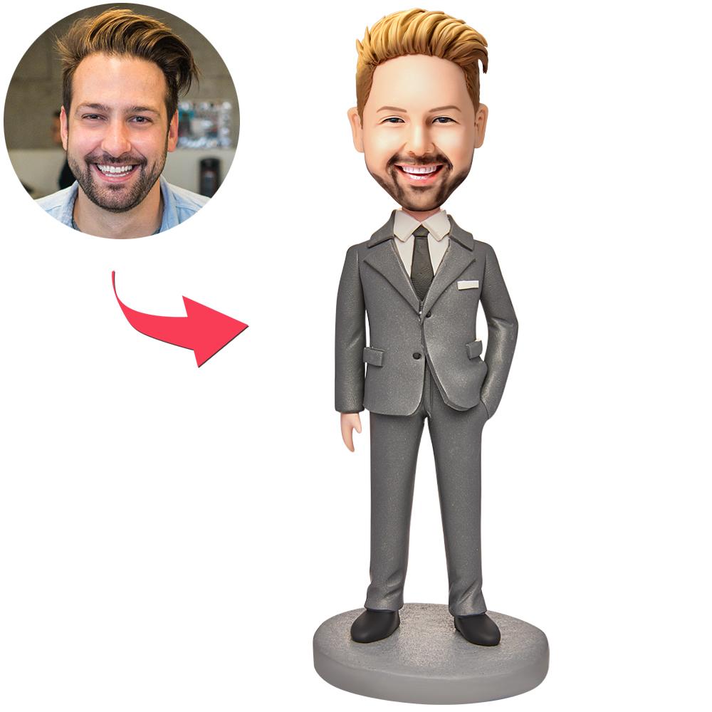custom bobble head capture moment miniature personalized mini figure business man business front view