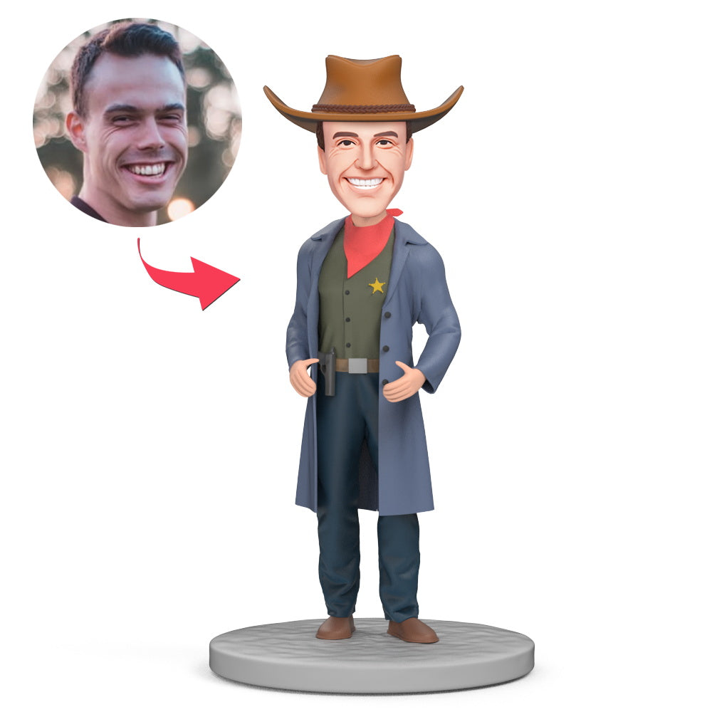 custom bobble head celebrate every smile bobblehead keepsake character western cowboy long front view