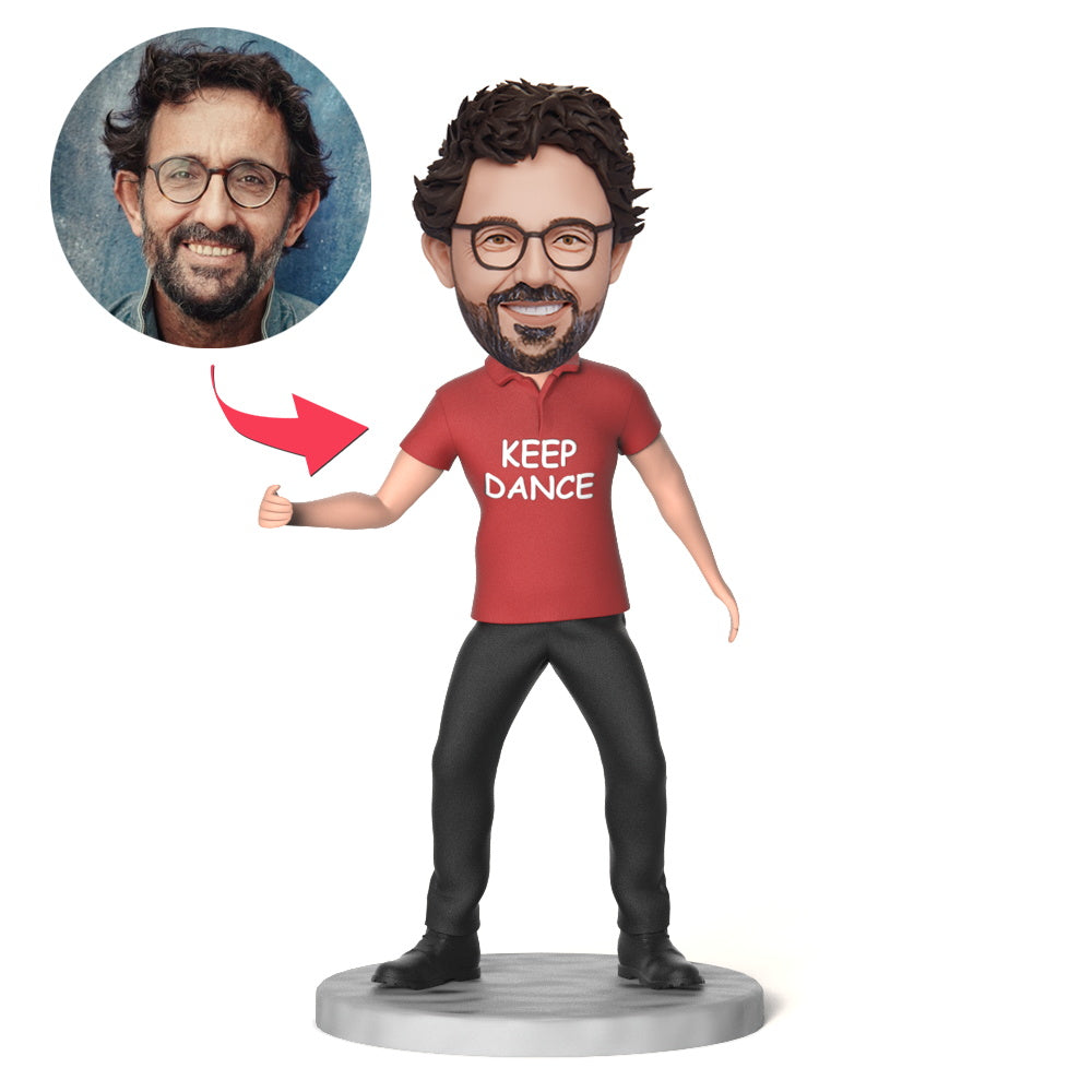 custom bobble head bring joy desk figurine character keep dance bobblehead engraving front view