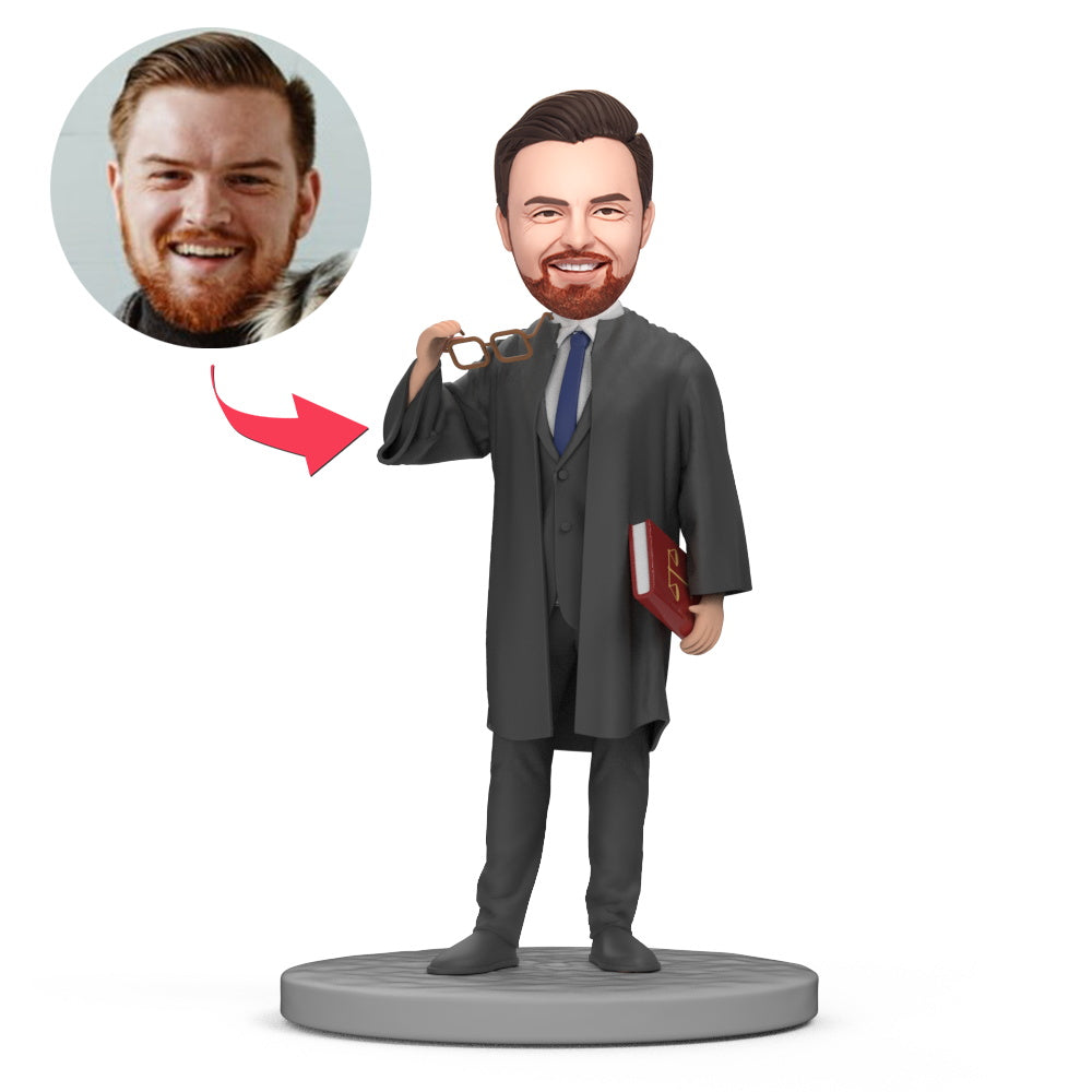 custom bobble head celebrate every smile figurine business man black suit lawyer front view