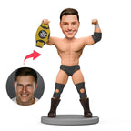 custom bobble head capture moment miniature personalized mini figure character champion wrestler front view