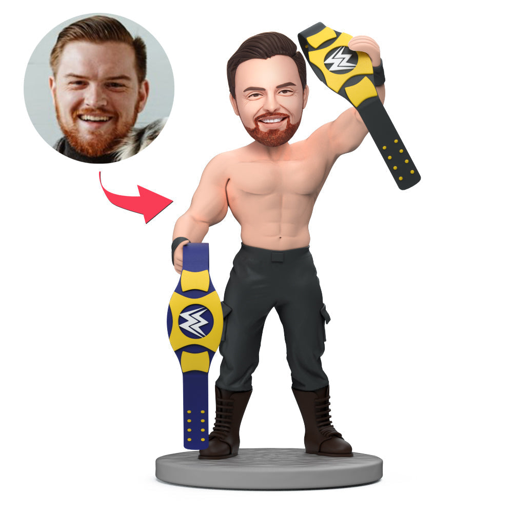 custom bobble head give that nods love handcrafted desk display character wrestler front view