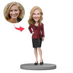 custom bobble head make memories stand tall figurine business man female boss front view
