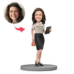 custom bobble head bring joy desk bobblehead keepsake character white blouse skirt front view
