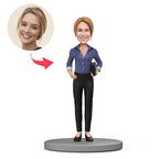 custom bobble head keepsake full character figurine character blue shirt black pants front view