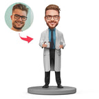 custom bobble head capture moment miniature personalized bobblehead doctor male doctor stethoscope front view