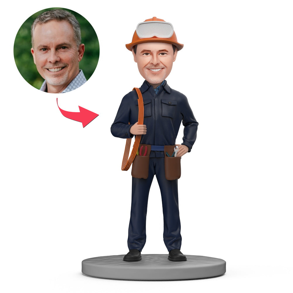 custom bobble head make memories stand tall personalized bobblehead character mechanical engineers front view