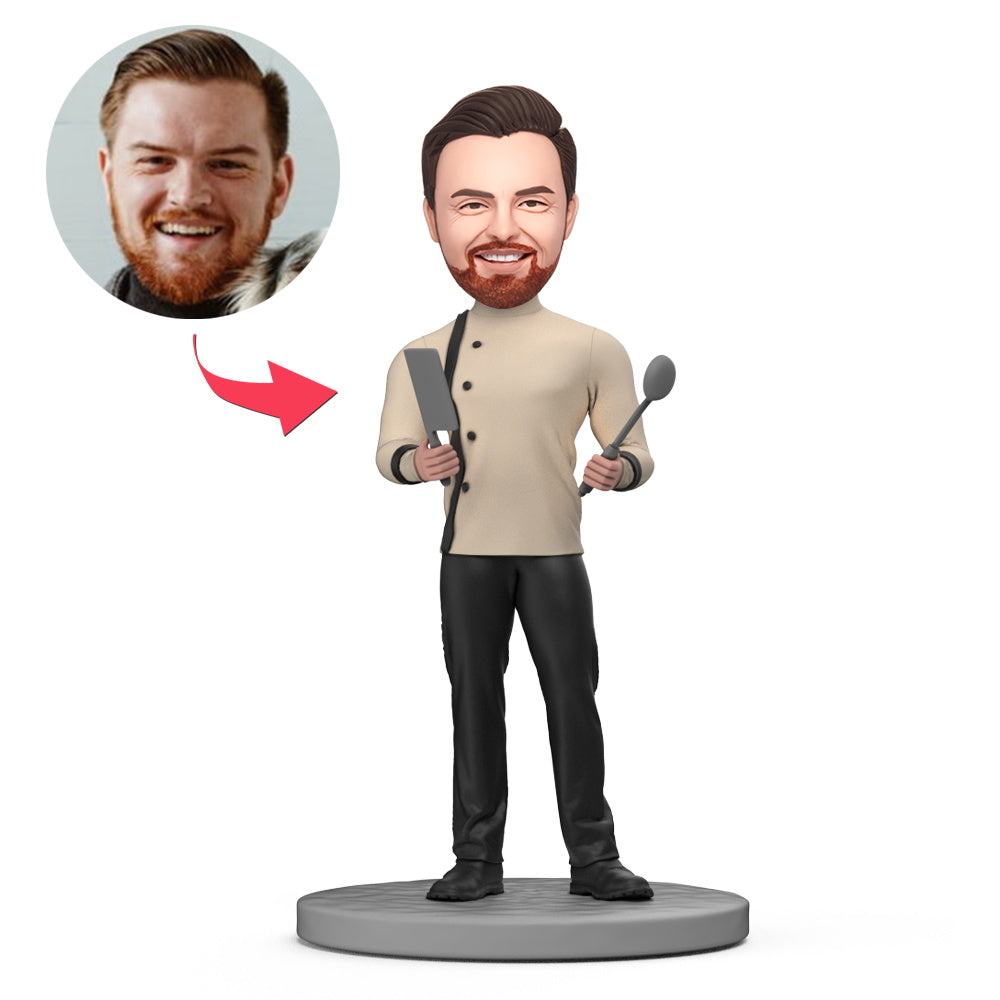custom bobble head fun tribute someone special personalized mini figure chef five front view