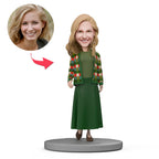 custom bobble head bring joy desk personalized mini figure business man green front view