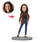 custom bobble head celebrate every smile handcrafted desk display character fashion lady front view