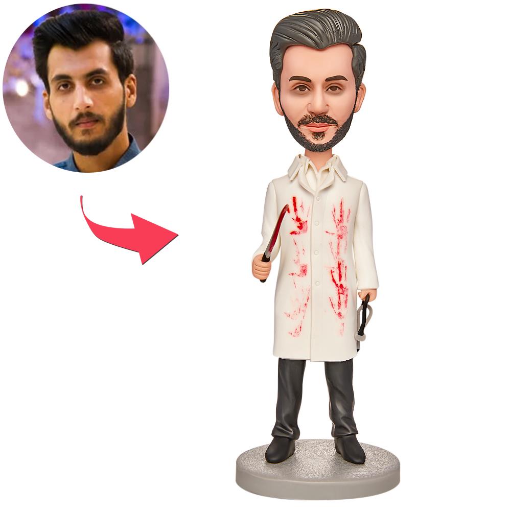 custom bobble head celebrate every smile handcrafted desk display doctor halloween doctor front view