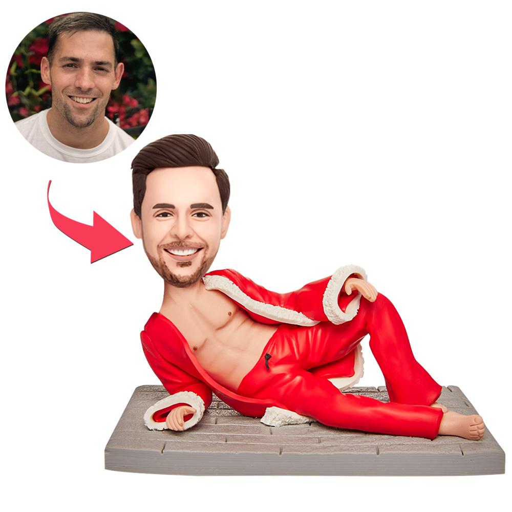 custom bobble head keepsake full character bobblehead keepsake character christmas lying christmas front view