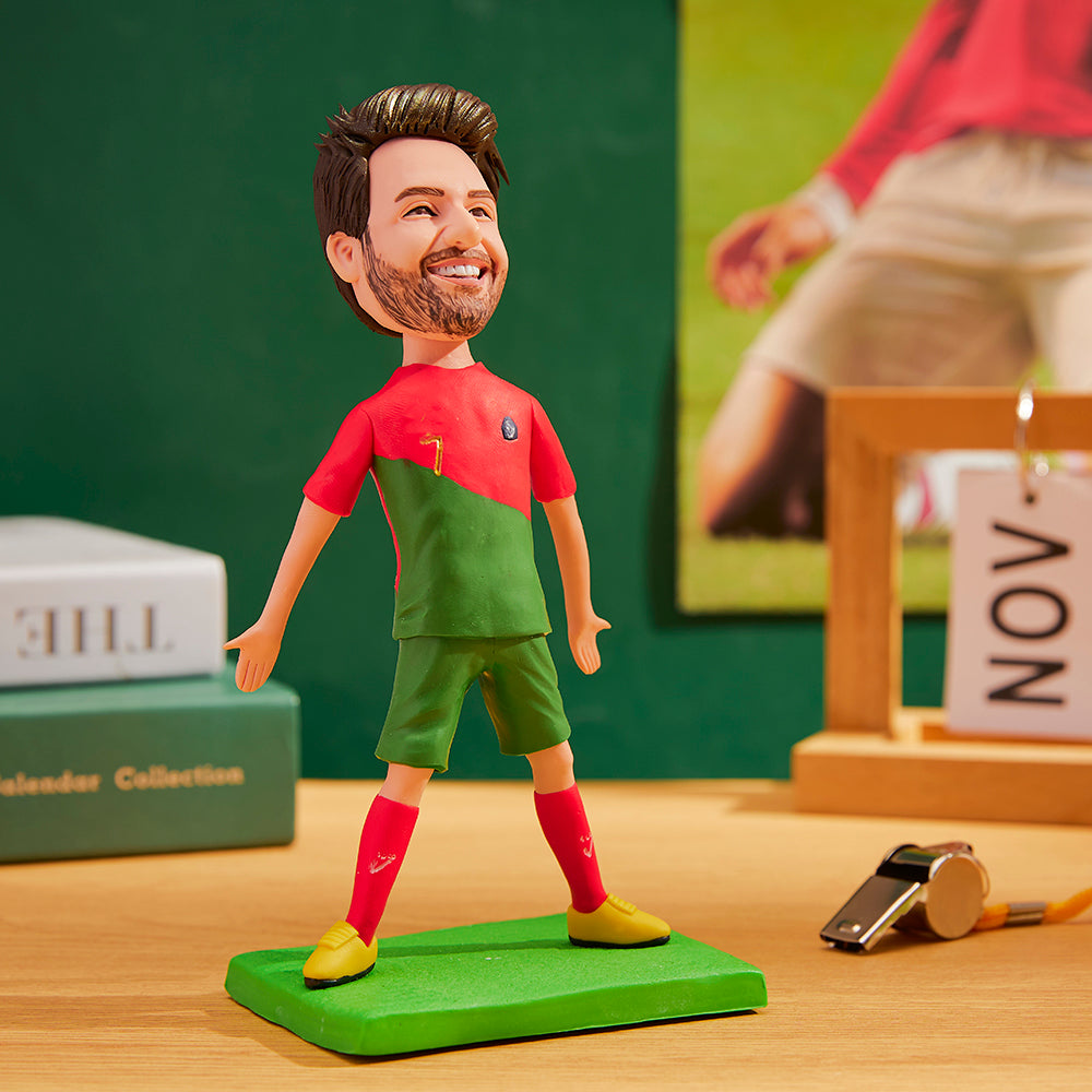custom bobble head capture moment miniature bobblehead keepsake character world cup portugal front view