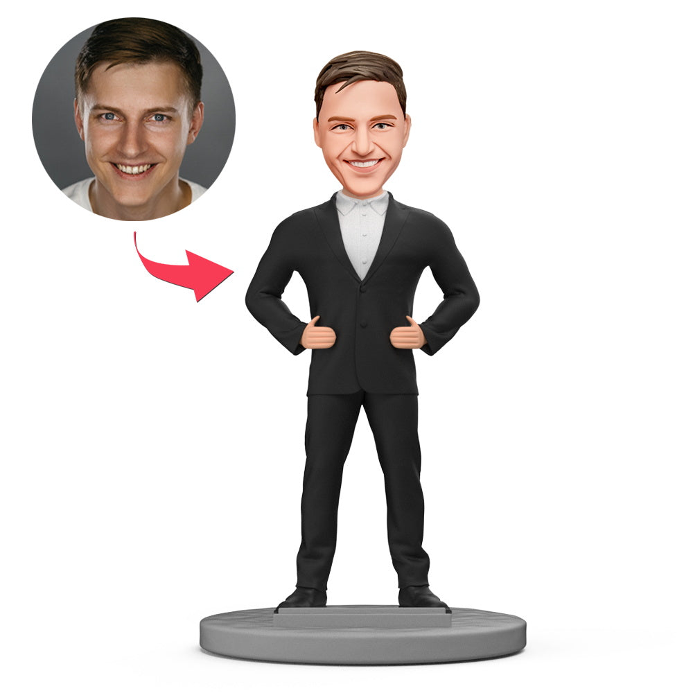 custom bobble head make memories stand tall personalized mini figure business man front view