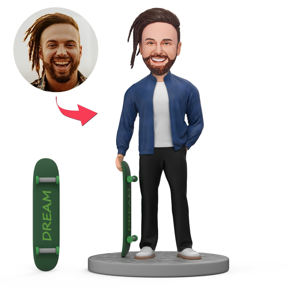 custom bobble head bring joy desk bobblehead keepsake athlete hip hop sports front view