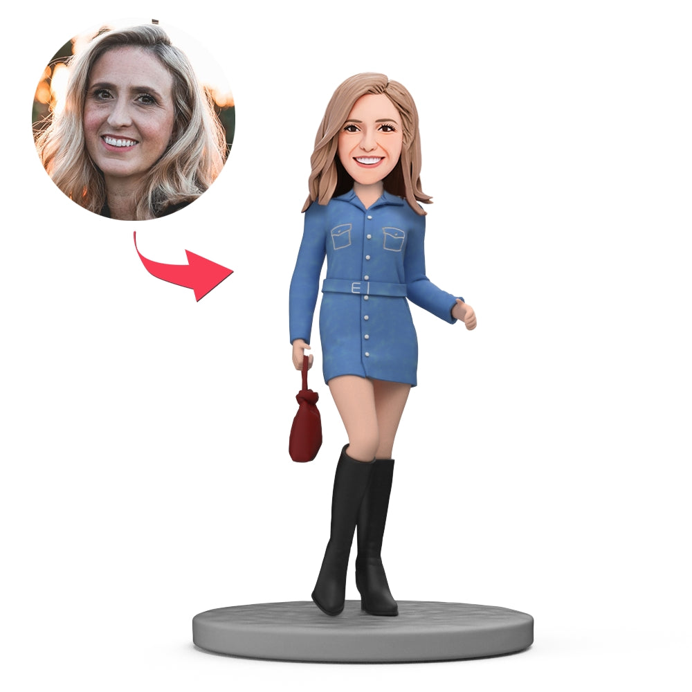 custom bobble head make memories stand tall handcrafted desk display character fashion front view