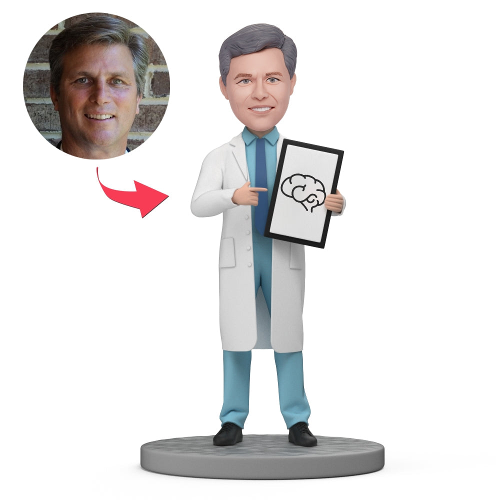 custom bobble head celebrate every smile handcrafted desk display character neurosurgery face front view