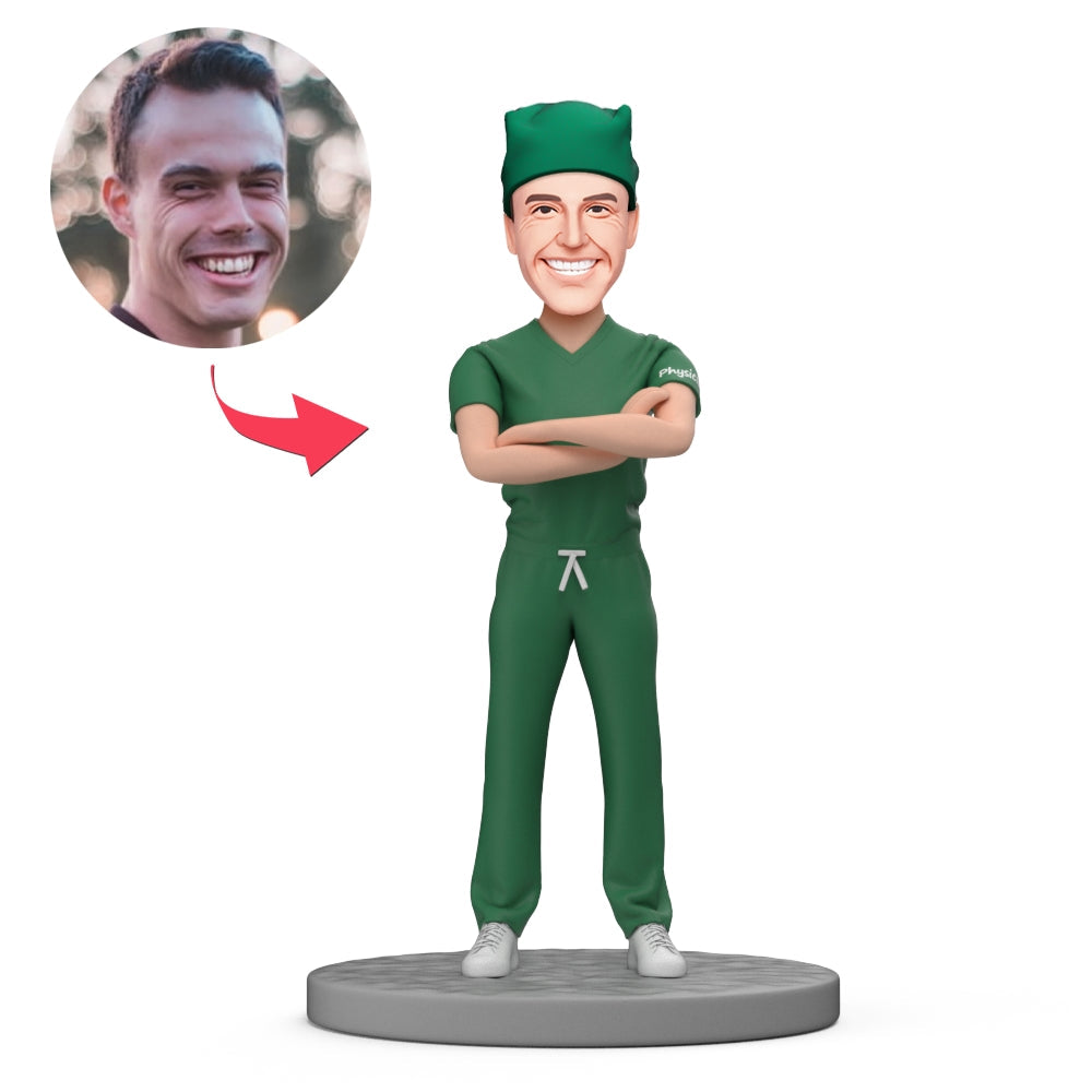 custom bobble head turn personality into art figurine character face bobbleheads physician front view