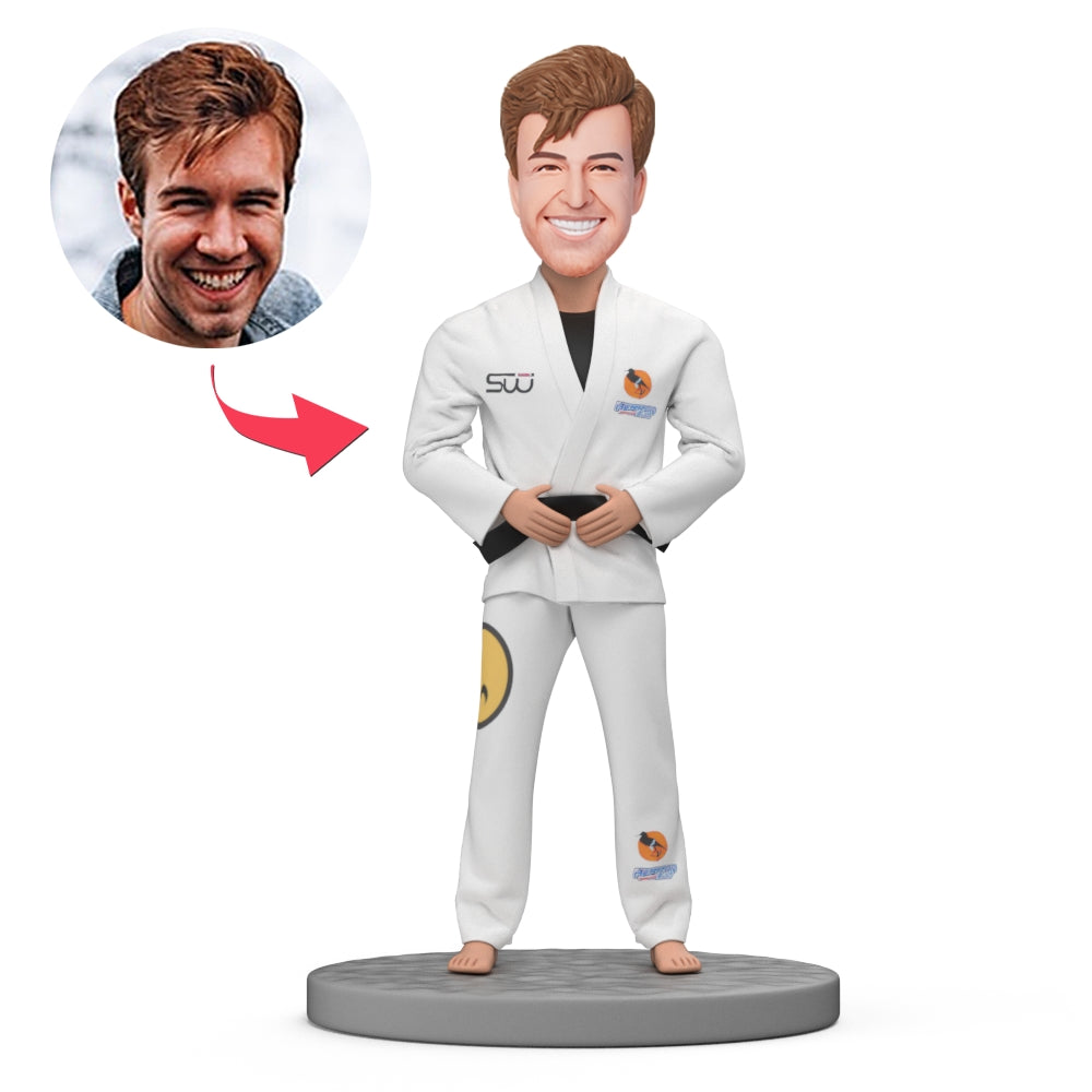 custom bobble head give that nods love figurine athlete karate taekwondo bobblehead front view