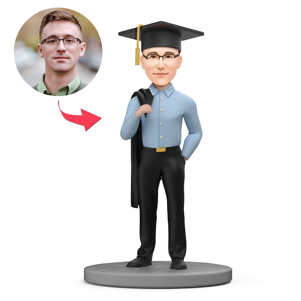 custom bobble head fun tribute someone special personalized bobblehead graduate graduation bobbleheads front view