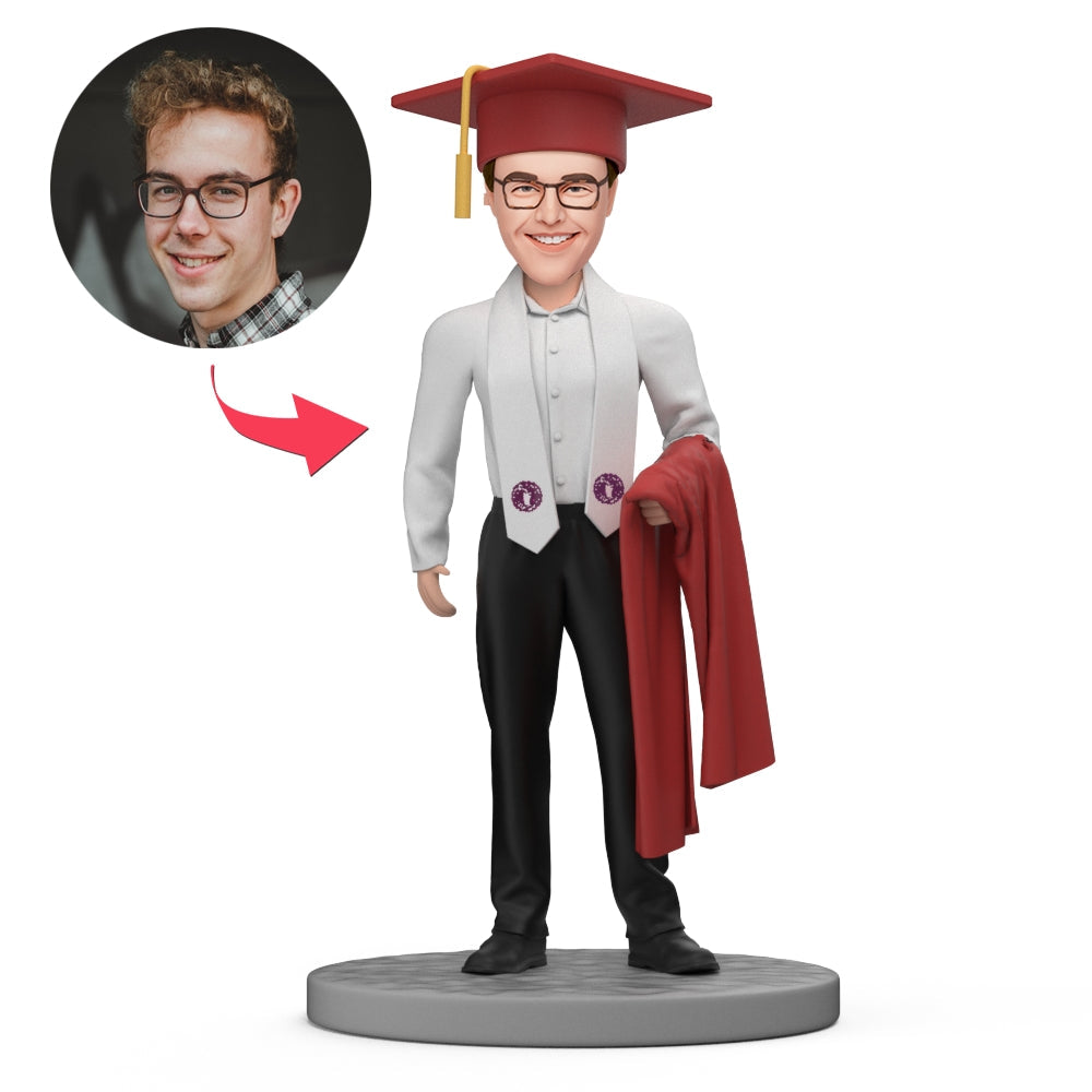 custom bobble head keepsake full character figurine graduate graduation bobbleheads one kind front view