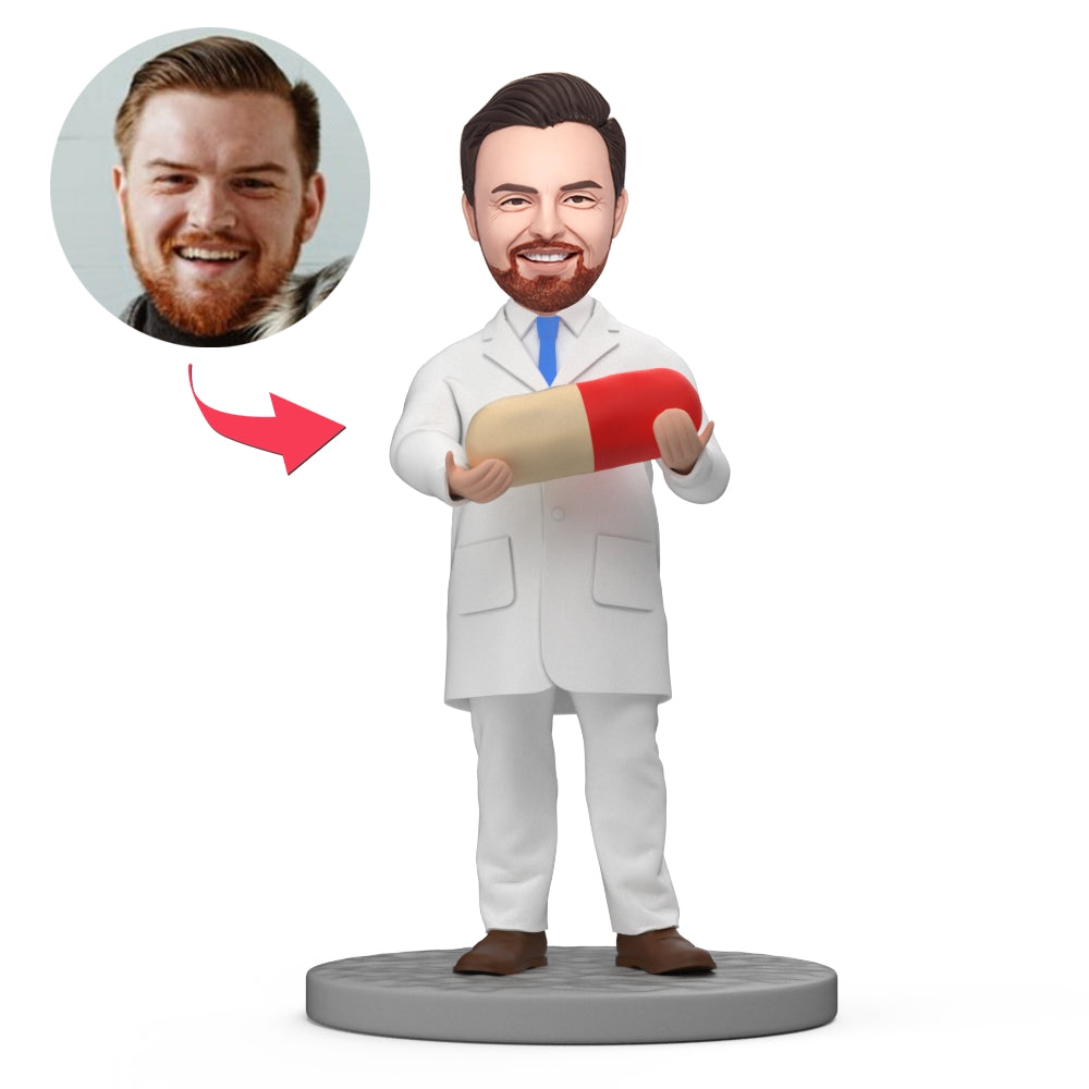 custom bobble head turn personality into art handcrafted desk display doctor doctor front view