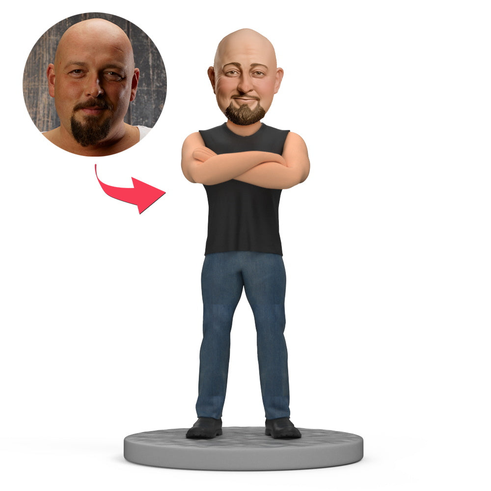 custom bobble head bring joy desk bobblehead keepsake character strong man bobblehead front view