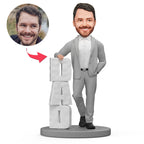 custom bobble head keepsake full character figurine family keepsake dad bobblehead business front view