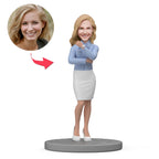 custom bobble head bring joy desk personalized bobblehead business woman business woman front view