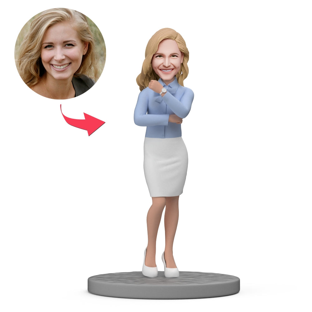 custom bobble head bring joy desk personalized bobblehead business woman business woman front view