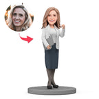 custom bobble head capture moment miniature bobblehead keepsake business woman bobblehead business front view