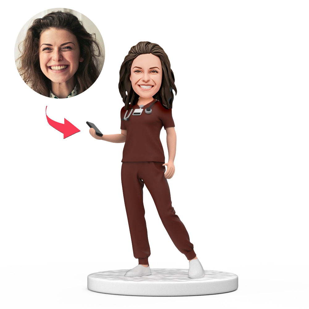 custom bobble head celebrate every smile personalized mini figure business man female front view