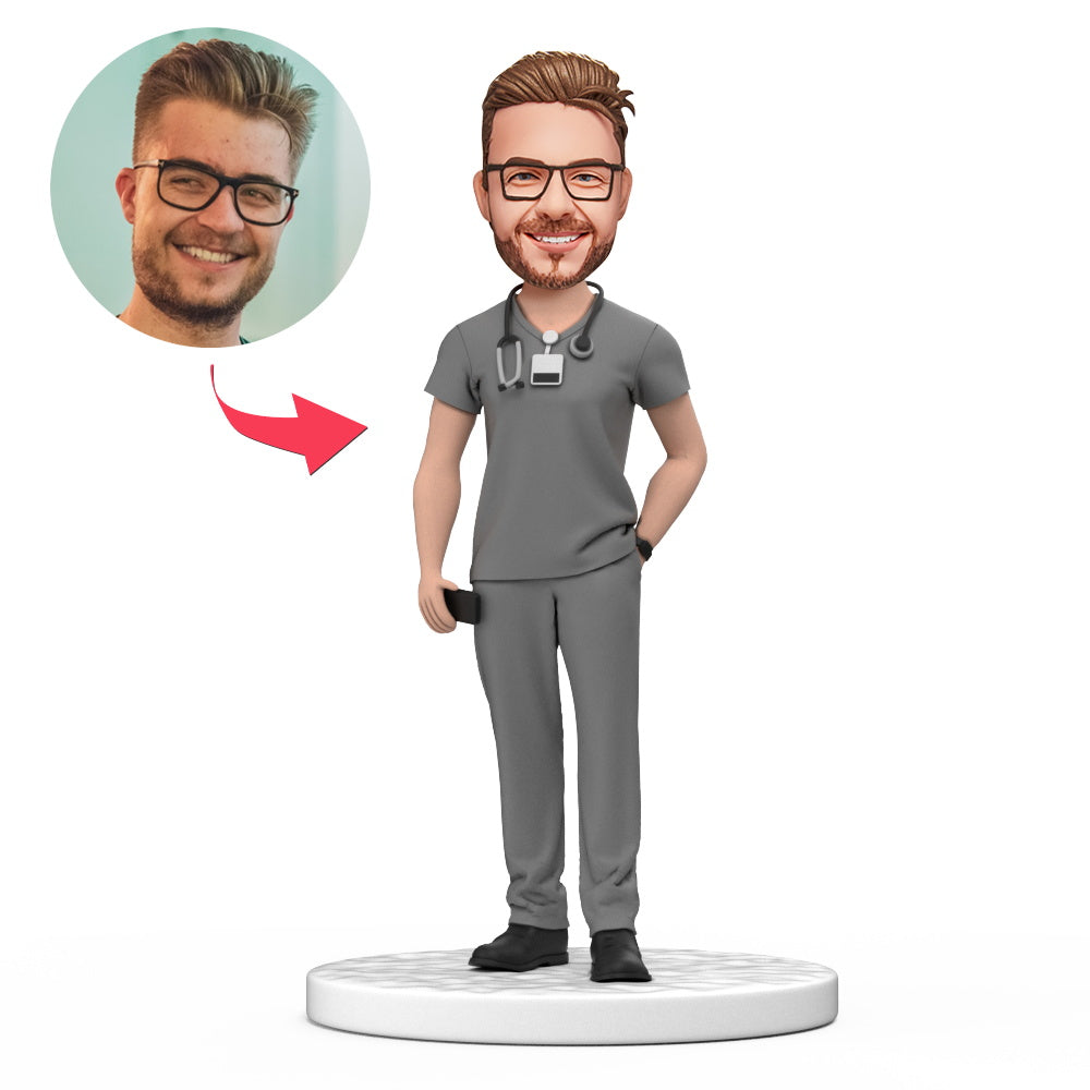 custom bobble head celebrate every smile handcrafted desk display business man male front view