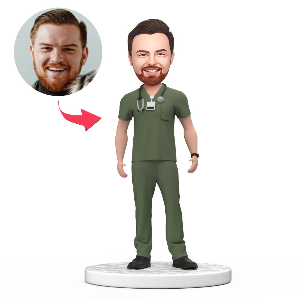 custom bobble head keepsake full character personalized mini figure business man male front view