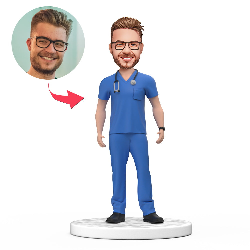 custom bobble head make memories stand tall figurine business man male doctor front view