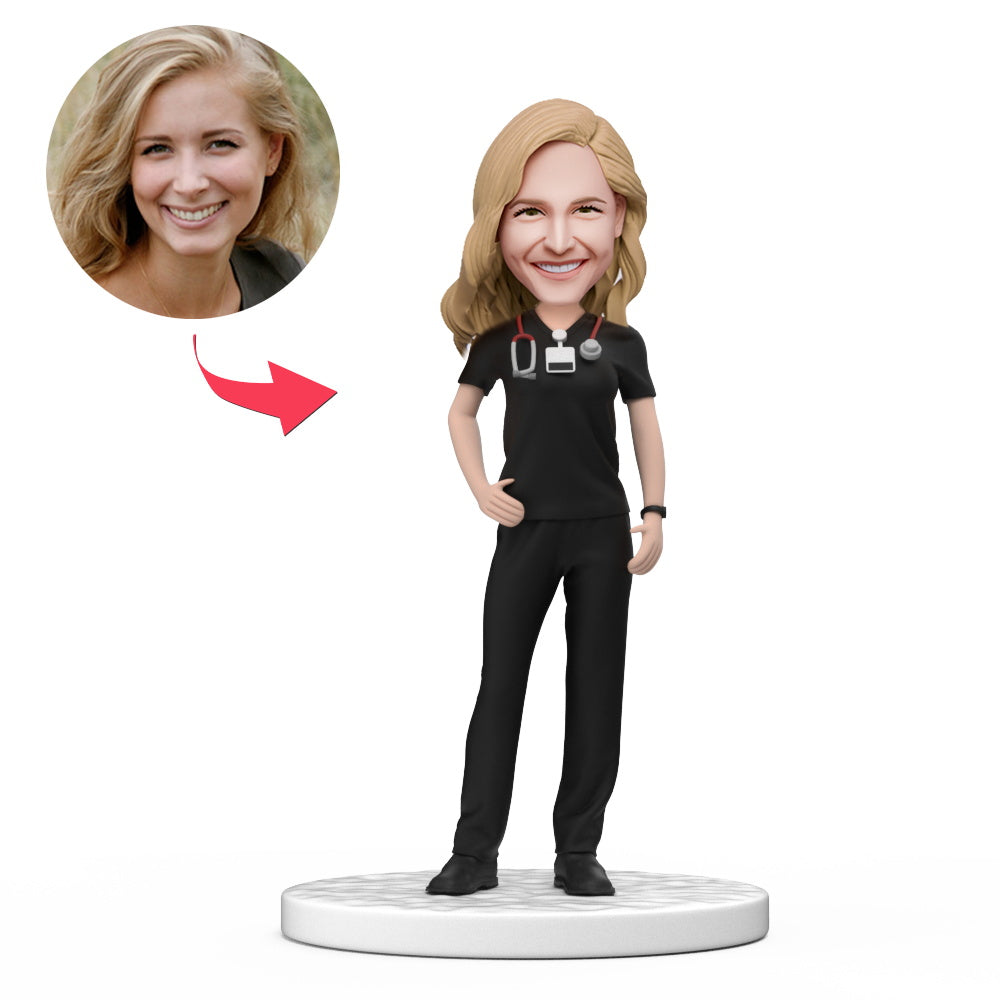 custom bobble head bring joy desk bobblehead keepsake business man female doctor front view