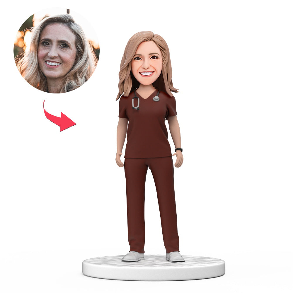 custom bobble head bring joy desk figurine business man female doctor bobblehead front view