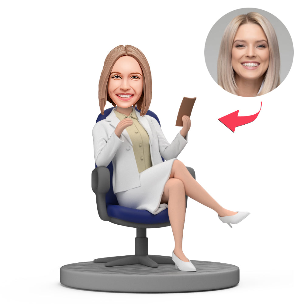 custom bobble head make memories stand tall handcrafted desk display character boss front view