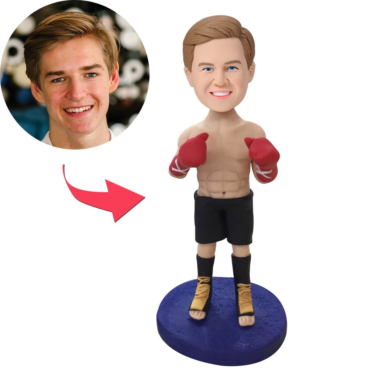 custom bobble head bring joy desk personalized mini figure character boxer bobblehead front view